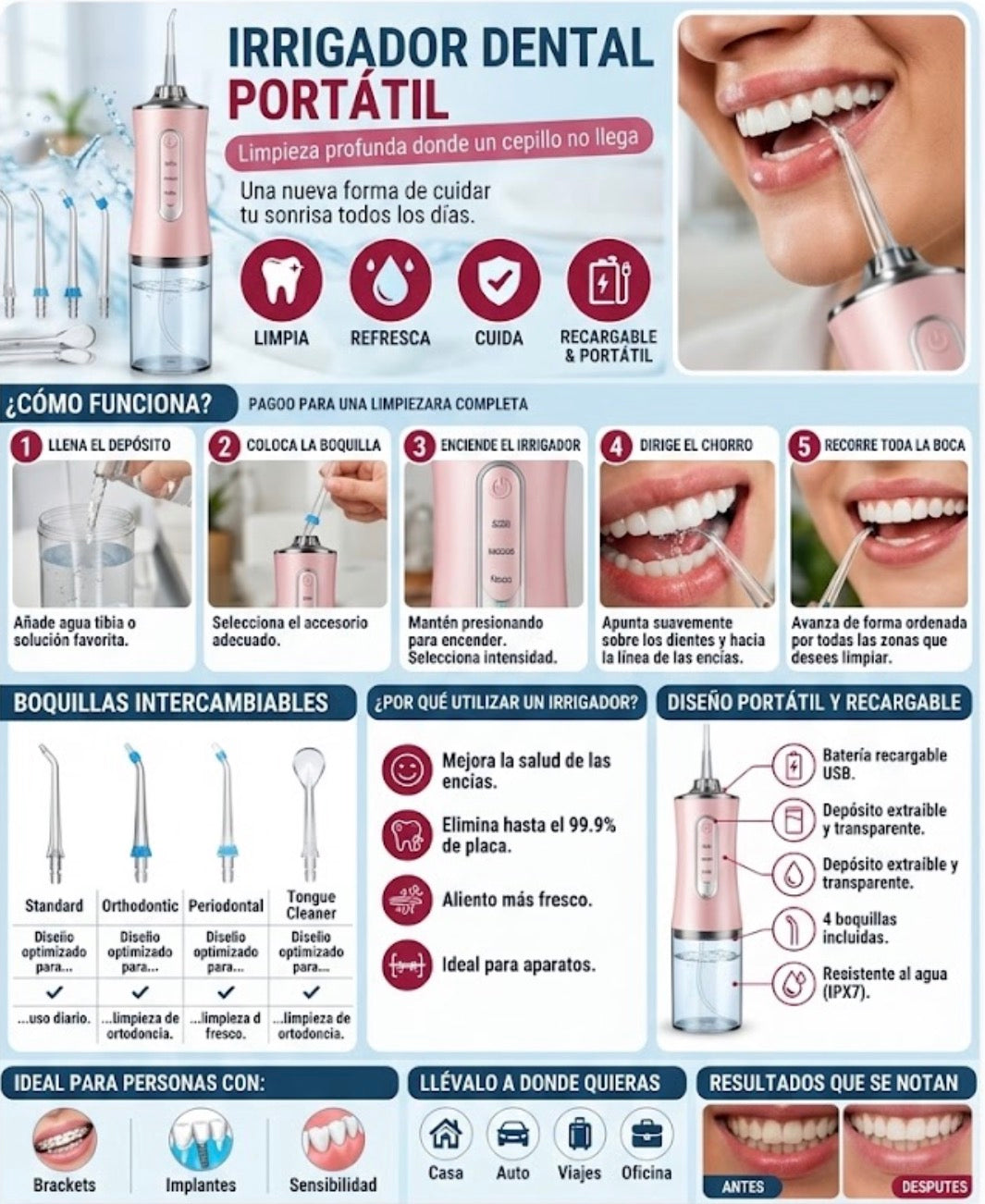 IRRIGADOR DENTAL (3 COLORES)